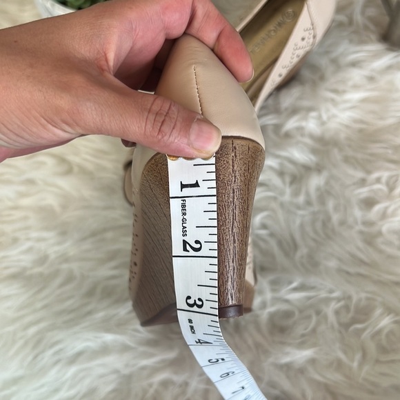 Michaela Women’s Nude/Brown Laser Cut Open Toe Wedge Sandals Size EU 37 - Picture 12 of 14